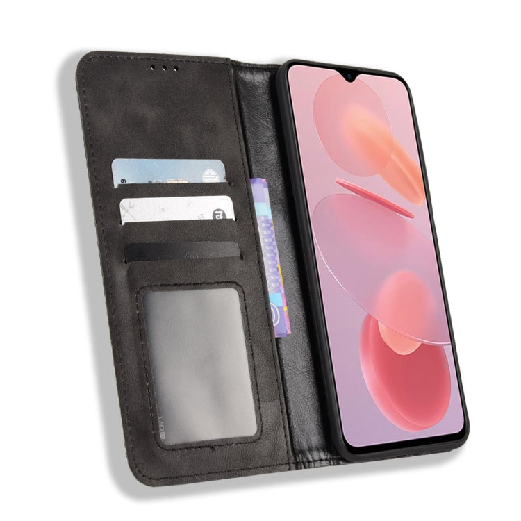 For Ulefone Note 12P Magnetic Buckle Retro Texture Leather Phone Case(Black)