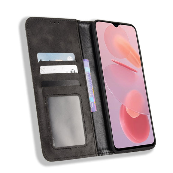 For Ulefone Note 12P Magnetic Buckle Retro Texture Leather Phone Case(Black)