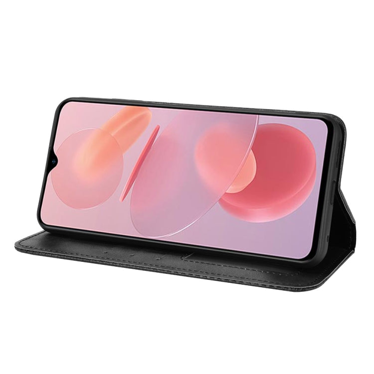 For Ulefone Note 12P Magnetic Buckle Retro Texture Leather Phone Case(Black)