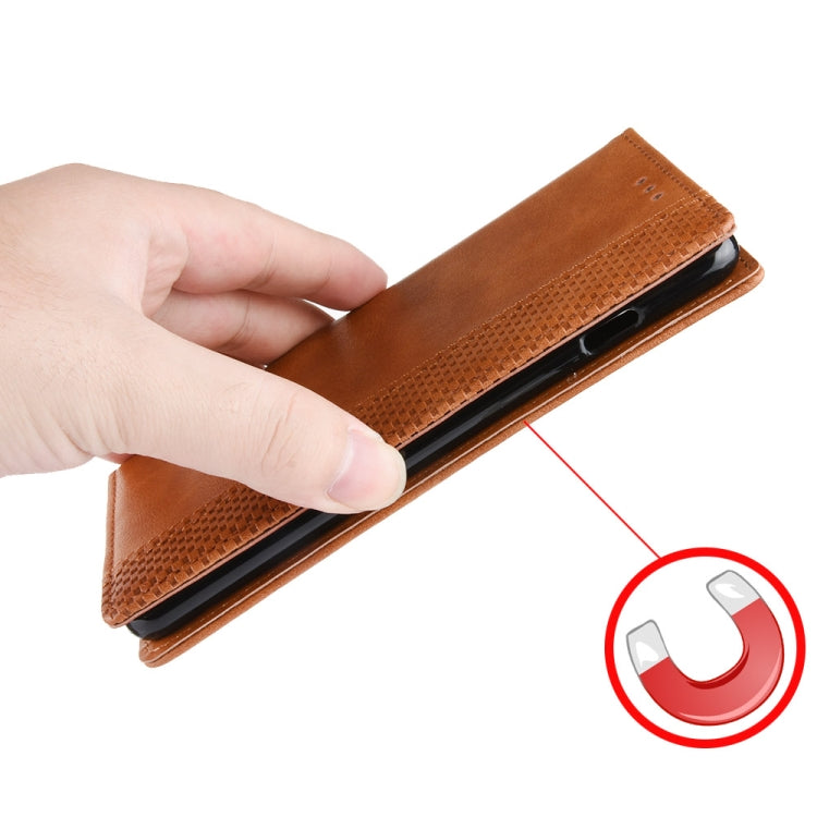 For Ulefone Note 12P Magnetic Buckle Retro Texture Leather Phone Case(Brown)