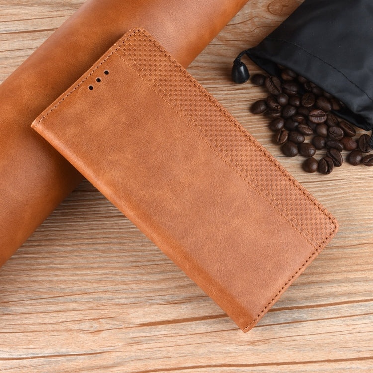 For Ulefone Note 12P Magnetic Buckle Retro Texture Leather Phone Case(Brown)