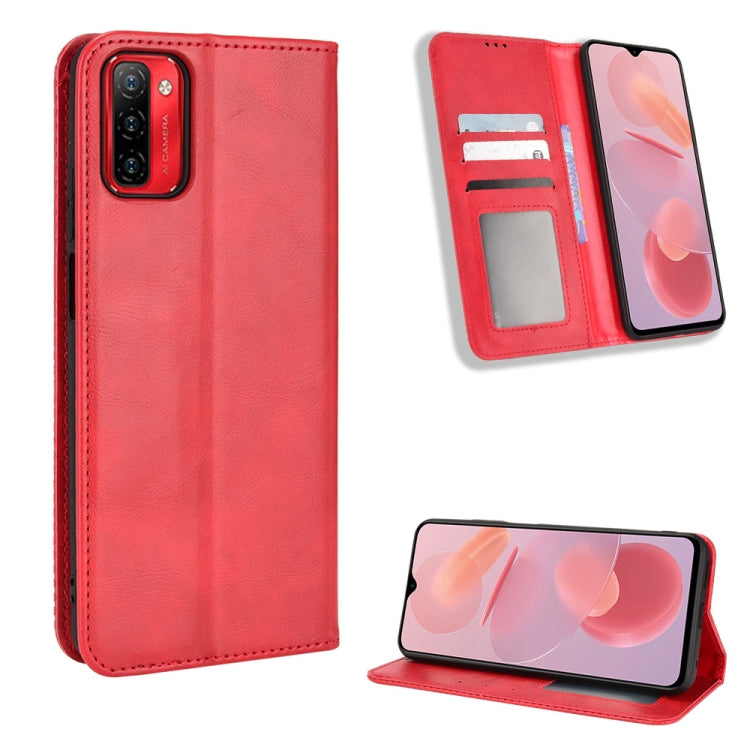 For Ulefone Note 12P Magnetic Buckle Retro Texture Leather Phone Case(Red)
