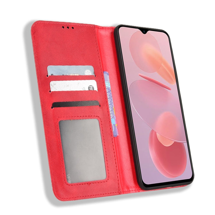For Ulefone Note 12P Magnetic Buckle Retro Texture Leather Phone Case(Red)
