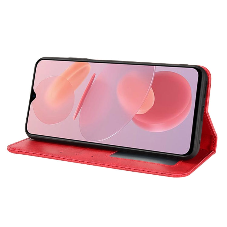 For Ulefone Note 12P Magnetic Buckle Retro Texture Leather Phone Case(Red)