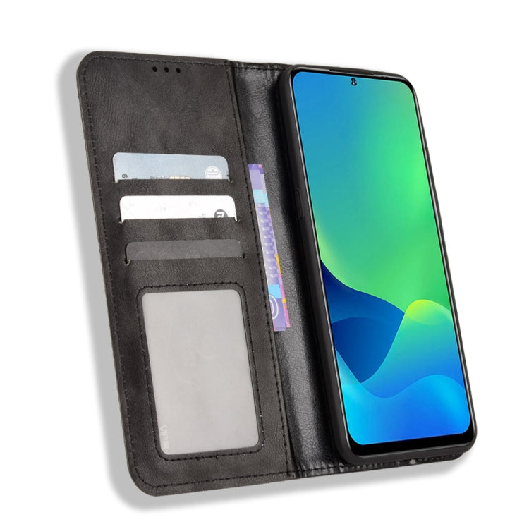 For Ulefone Note 13P Magnetic Buckle Retro Texture Leather Phone Case(Black)