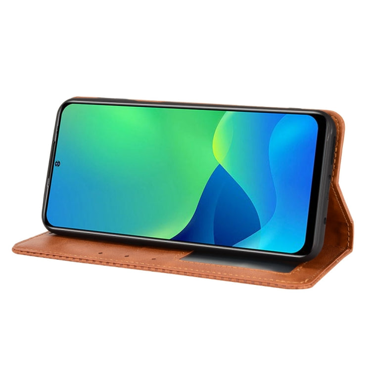 For Ulefone Note 13P Magnetic Buckle Retro Texture Leather Phone Case(Brown)
