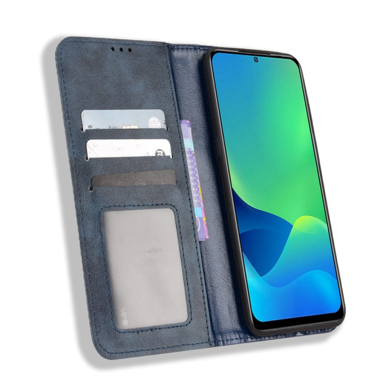 For Ulefone Note 13P Magnetic Buckle Retro Texture Leather Phone Case(Blue)