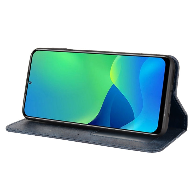 For Ulefone Note 13P Magnetic Buckle Retro Texture Leather Phone Case(Blue)