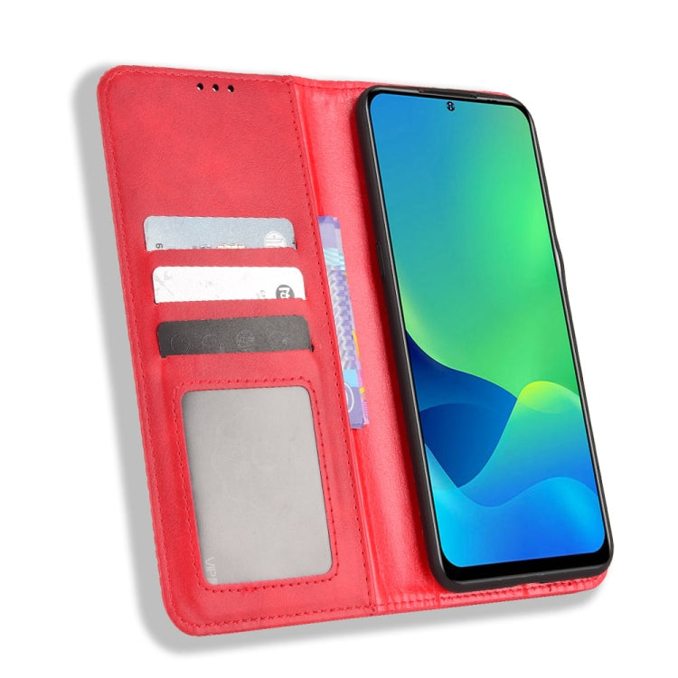 For Ulefone Note 13P Magnetic Buckle Retro Texture Leather Phone Case(Red)