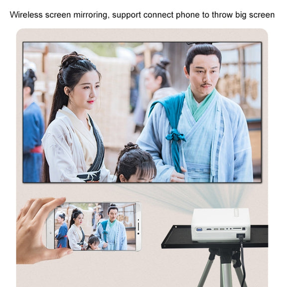 YG530 LED Small 1080P Wireless Screen Mirroring Projector, Power Plug:US Plug(White)
