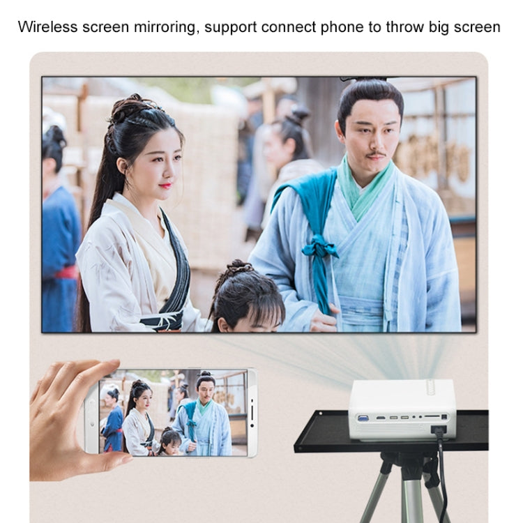 YG530 LED Small 1080P Wireless Screen Mirroring Projector, Power Plug:UK Plug(Black)