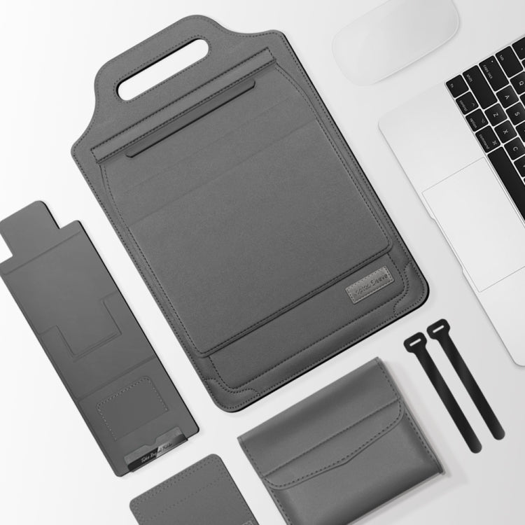 13 inch Multifunctional Mouse Pad Stand Handheld Laptop Bag(Grey)