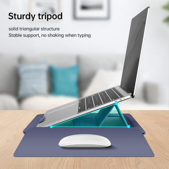 15 inch Multifunctional Mouse Pad Stand Handheld Laptop Bag(Brown)