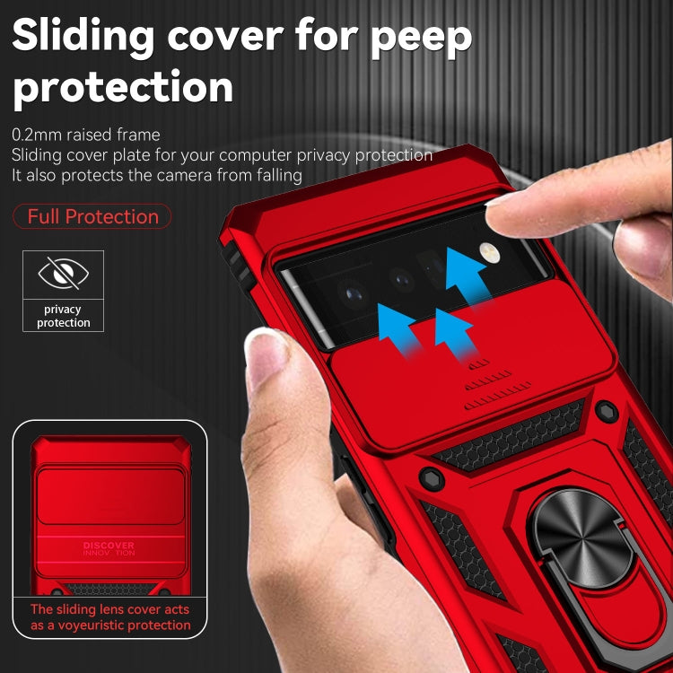 For Google Pixel 6 Pro Sliding Camshield Holder Phone Case(Red)