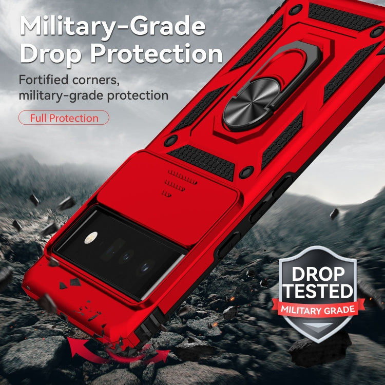 For Google Pixel 6 Pro Sliding Camshield Holder Phone Case(Red)