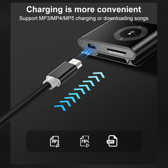 5 PCS Mini USB to USB A Woven Data / Charge Cable for MP3, Camera, Car DVR, Length:2m(Gold)