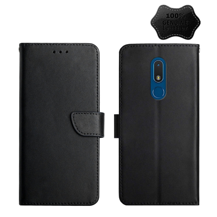 For Nokia C3 Genuine Leather Fingerprint-proof Horizontal Flip Phone Case(Black)