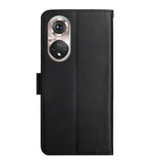 For Huawei P50 Genuine Leather Fingerprint-proof Horizontal Flip Phone Case(Black)
