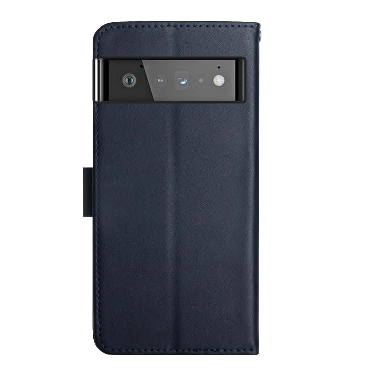 For Google Pixel 6 Genuine Leather Fingerprint-proof Horizontal Flip Phone Case(Blue)