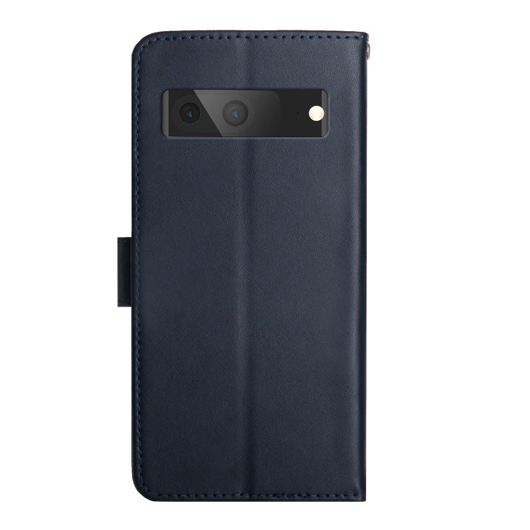 For Google Pixel 7 Genuine Leather Fingerprint-proof Horizontal Flip Phone Case(Blue)
