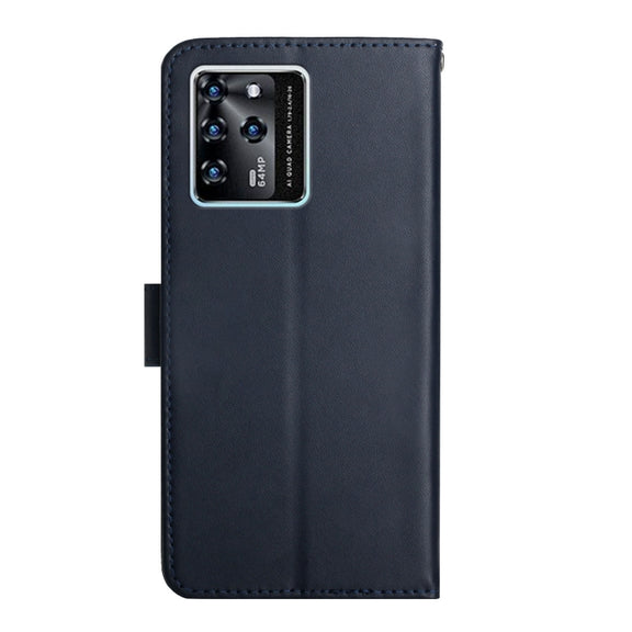 For ZTE Blade V30 Genuine Leather Fingerprint-proof Horizontal Flip Phone Case(Blue)