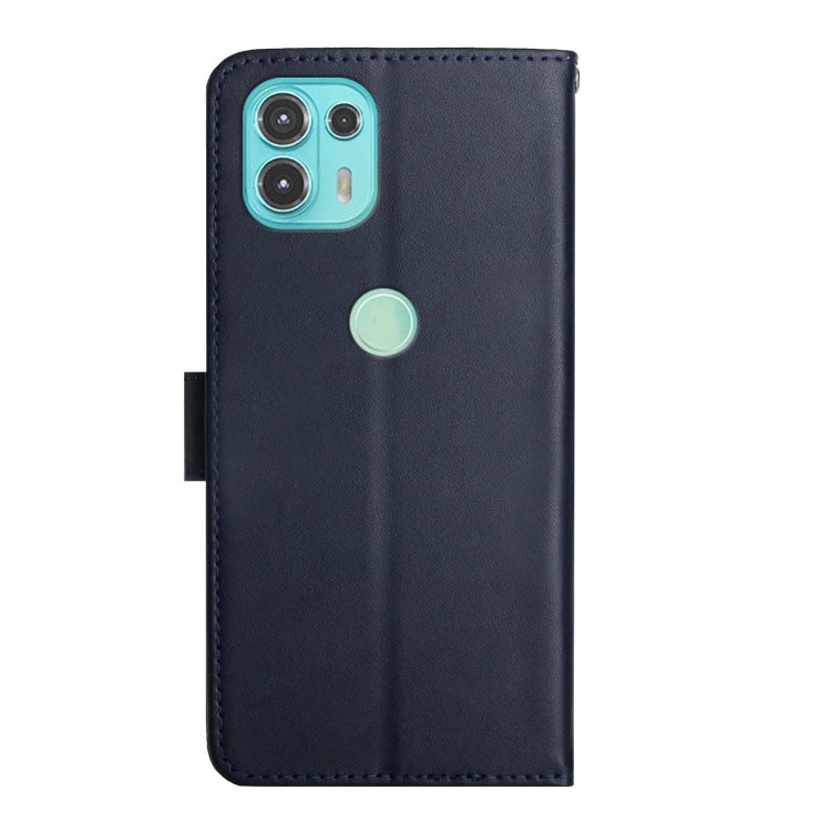 For Motorola Moto Edge 20 Lite Genuine Leather Fingerprint-proof Horizontal Flip Phone Case(Blue)