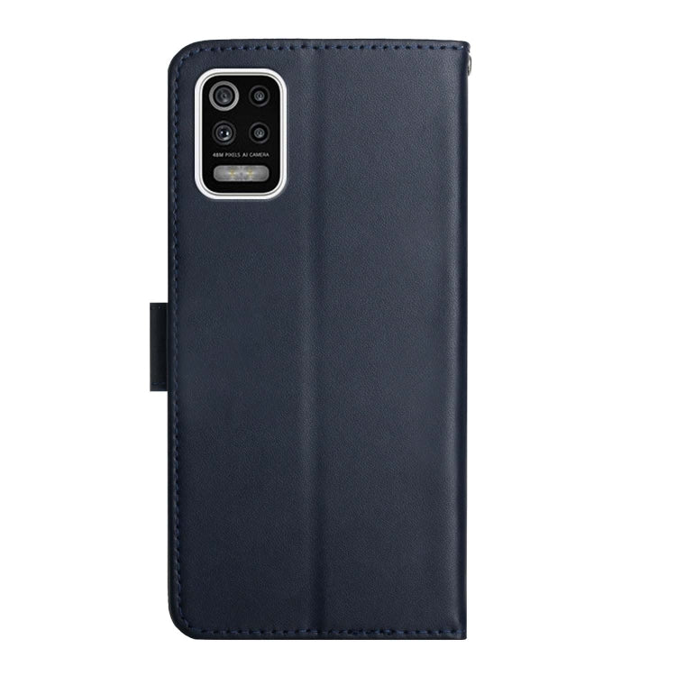 For LG K52 Genuine Leather Fingerprint-proof Flip Phone Case(Blue)