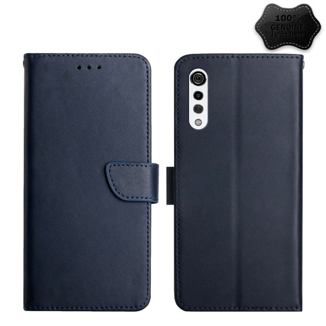 For LG Velvet 2 Pro Genuine Leather Fingerprint-proof Flip Phone Case(Blue)
