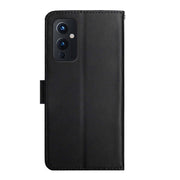 For OnePlus 9 Genuine Leather Fingerprint-proof Horizontal Flip Phone Case(Black)