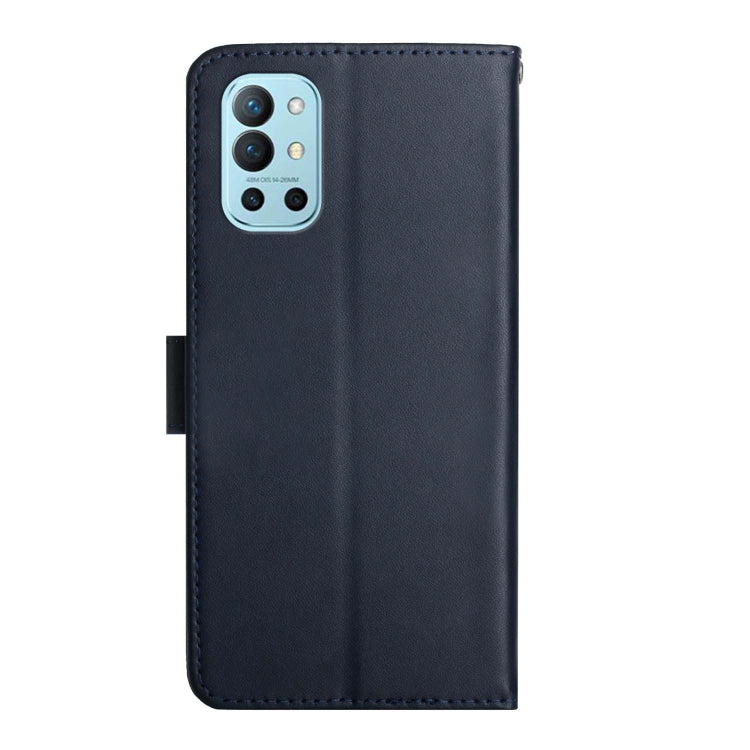 For OnePlus 9R Genuine Leather Fingerprint-proof Horizontal Flip Phone Case(Blue)