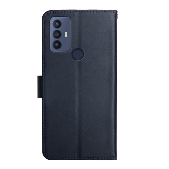For Sharp Aquos V6 / V6 Plus Genuine Leather Fingerprint-proof Flip Phone Case(Blue)