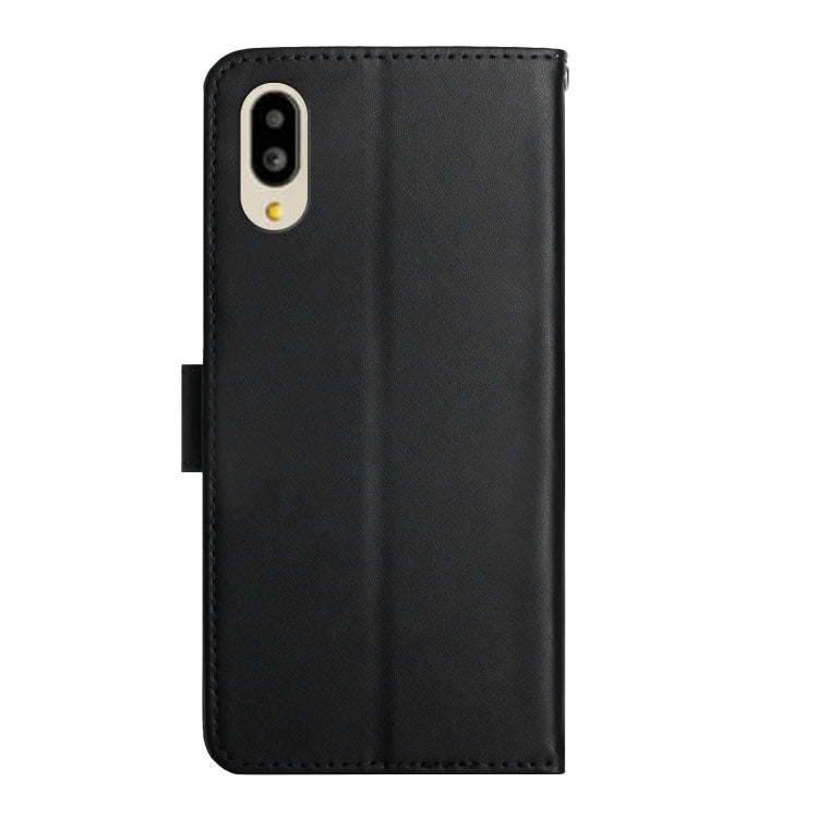 For Sharp Simple Sumaho 6 Genuine Leather Fingerprint-proof Flip Phone Case(Black)