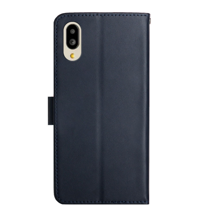For Sharp Simple Sumaho 6 Genuine Leather Fingerprint-proof Flip Phone Case(Blue)