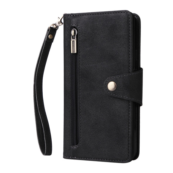 For Google Pixel 3A Rivet Buckle 9 Cards Three Fold Leather Phone Case(Black)
