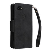 For Google Pixel 3A Rivet Buckle 9 Cards Three Fold Leather Phone Case(Black)