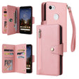 For Google Pixel 3A XL Rivet Buckle 9 Cards Three Fold Leather Phone Case(Rose Gold) - Google Cases by PMC TechLife | Online Shopping South Africa | PMC TechLife | Buy Now Pay Later Mobicred