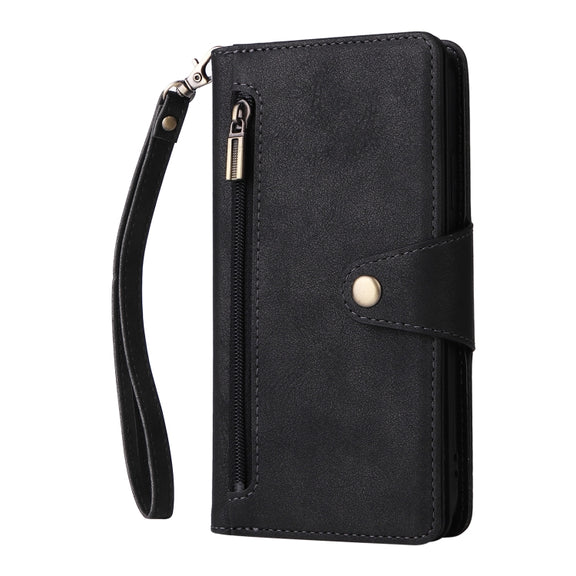 For Google Pixel 4 Rivet Buckle 9 Cards Three Fold Leather Phone Case(Black)