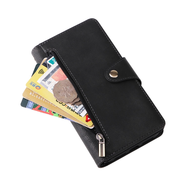 For Google Pixel 4 Rivet Buckle 9 Cards Three Fold Leather Phone Case(Black)