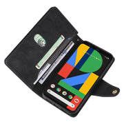 For Google Pixel 4 Rivet Buckle 9 Cards Three Fold Leather Phone Case(Black)
