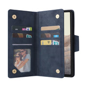 For Google Pixel 6 Rivet Buckle 9 Cards Three Fold Leather Phone Case(Blue)