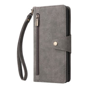 For Google Pixel 6 Rivet Buckle 9 Cards Three Fold Leather Phone Case(Grey)