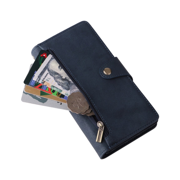 For Google Pixel 6 Pro Rivet Buckle 9 Cards Three Fold Leather Phone Case(Blue)
