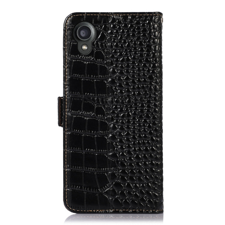 For Kyocera Digno BX2 Crocodile Top Layer Cowhide Leather Phone Case(Black)