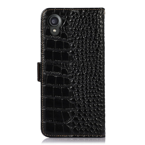 For Kyocera Digno BX2 Crocodile Top Layer Cowhide Leather Phone Case(Black)