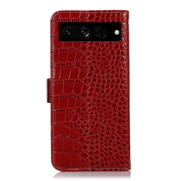 For Google Pixel 7 Pro 5G Crocodile Top Layer Cowhide Leather Phone Case(Red)