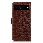 For Google Pixel 7 Pro 5G Crocodile Top Layer Cowhide Leather Phone Case(Brown)