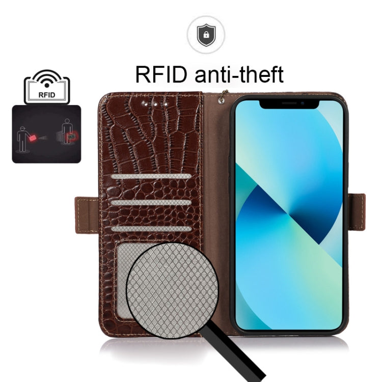 For Google Pixel 7 Pro 5G Crocodile Top Layer Cowhide Leather Phone Case(Brown)