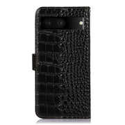 For Google Pixel 7 5G Crocodile Top Layer Cowhide Leather Phone Case(Black)