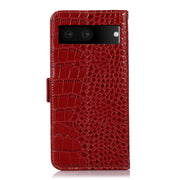 For Google Pixel 7 5G Crocodile Top Layer Cowhide Leather Phone Case(Red)