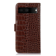 For Google Pixel 7 5G Crocodile Top Layer Cowhide Leather Phone Case(Brown)
